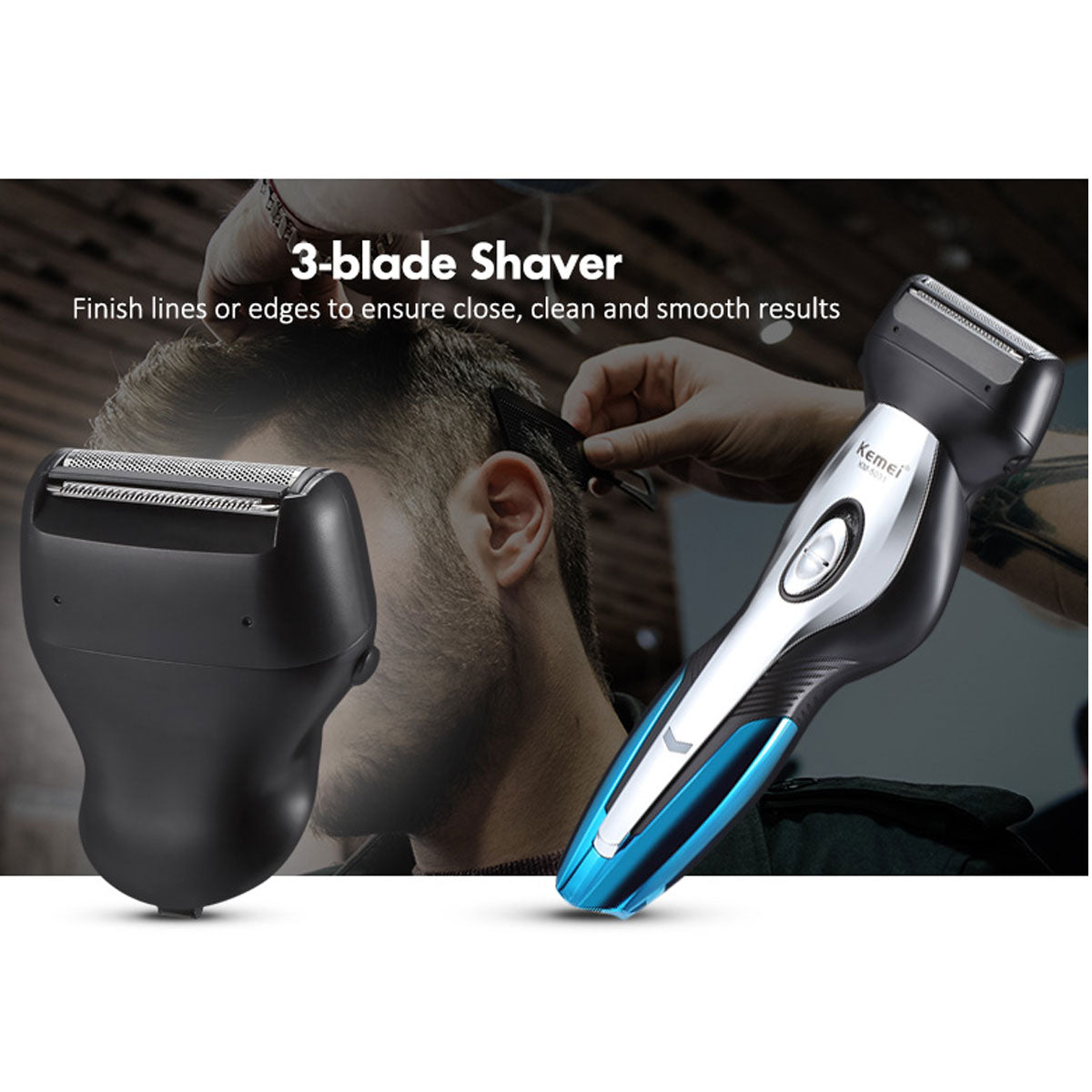 KEMEI Rechargeable Electric Hair Trimmers 11 in 1 Hair Clipper Electric Shaver Beard Trimmer Men Shaving Machine Nose Trimmer - HAB