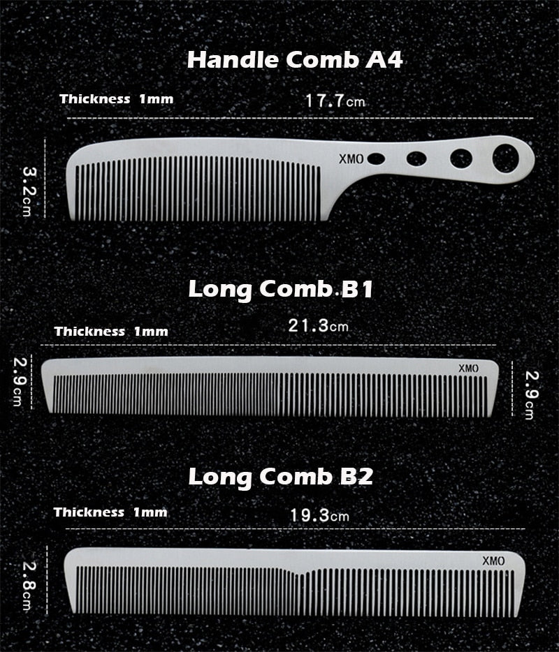Brainbow 1PC Titanium Steel Comb Professional Salon Hair Hairdressing Anti-static Barbers Comb Ultra Thin Hair Brush for Men - HAB