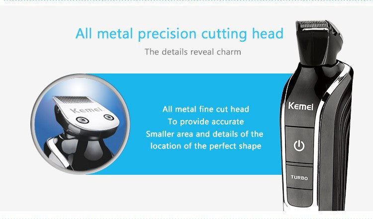 KEMEI 5 In 1 Professional Rechargeable Hair Trimmer Hair Clipper Shaver Razor Cordless Adjustable Hair Cutting Machine KM-1832 - HAB