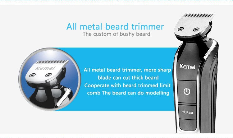 KEMEI 5 In 1 Professional Rechargeable Hair Trimmer Hair Clipper Shaver Razor Cordless Adjustable Hair Cutting Machine KM-1832 - HAB