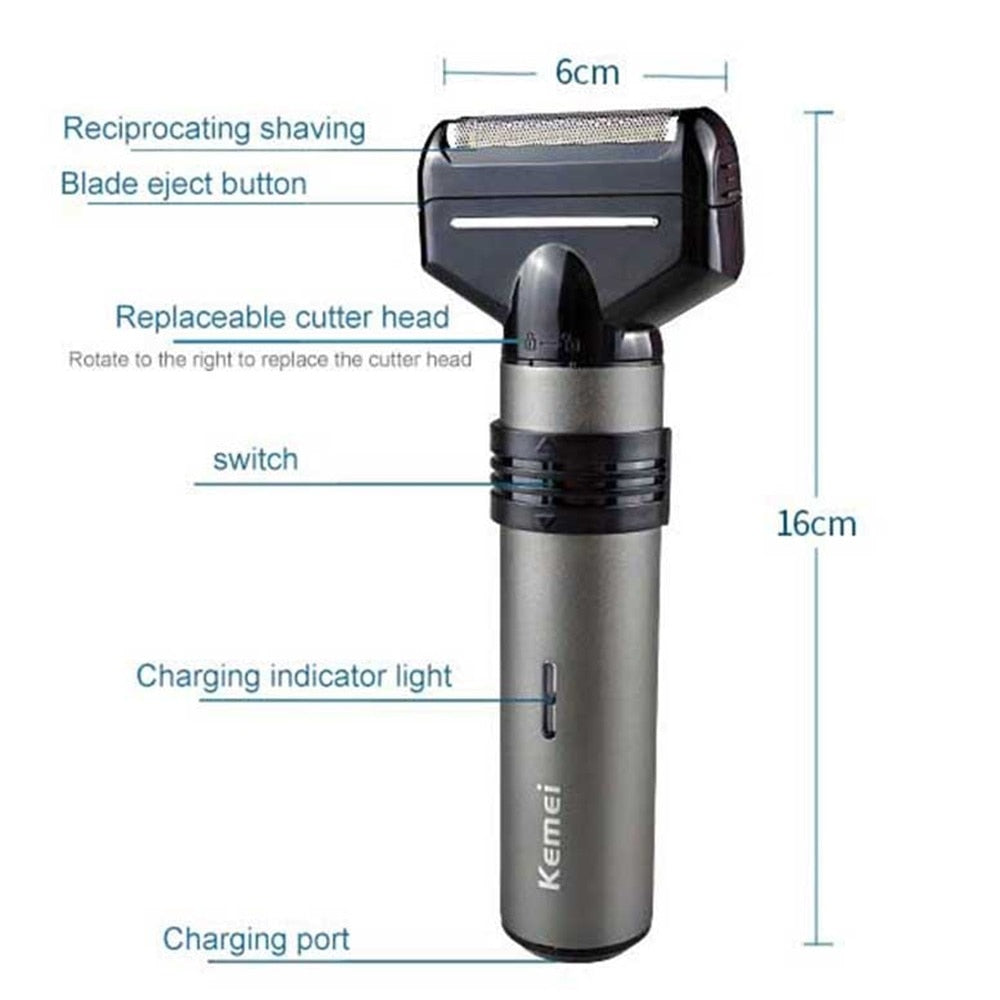 Kemei KM-1210 Electric Shaver 3 In 1 Multifunctional Reciprocating Razor Barber Nose Trimmer Device Men Face Shaving Machine - HAB