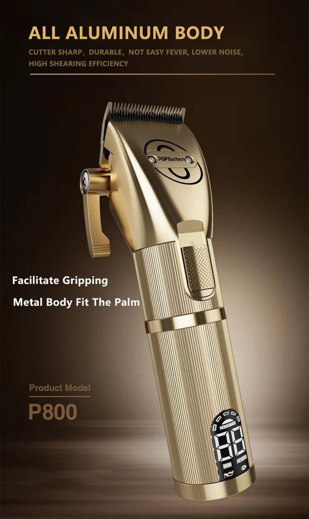 Professional Clippers Men Hair Trimmer Carving Cutting Golden Shaver Cordless Machine Electric Clipper Barber Shop Accessories - HAB