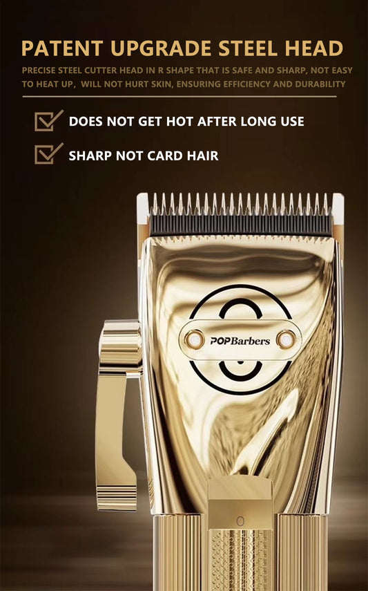 Professional Clippers Men Hair Trimmer Carving Cutting Golden Shaver Cordless Machine Electric Clipper Barber Shop Accessories - HAB