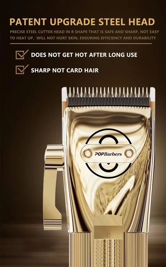 Professional Clippers Men Hair Trimmer Carving Cutting Golden Shaver Cordless Machine Electric Clipper Barber Shop Accessories - HAB