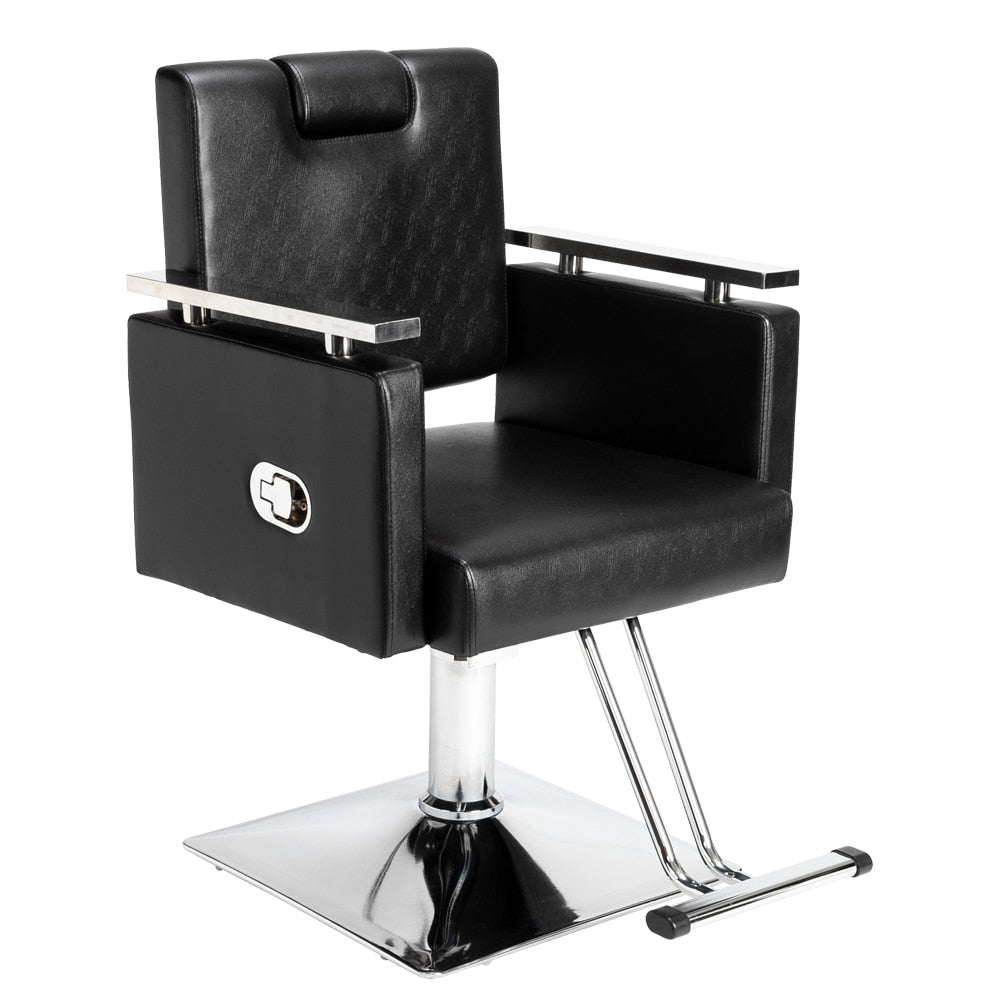 Barber Chair Reclining Haircut Chair Square Base Hairdressing Chair Beauty Salon Chair Black US warehouse in Stock - HAB