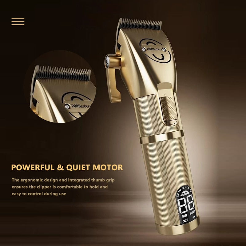 Professional Clippers Men Hair Trimmer Carving Cutting Golden Shaver Cordless Machine Electric Clipper Barber Shop Accessories - HAB