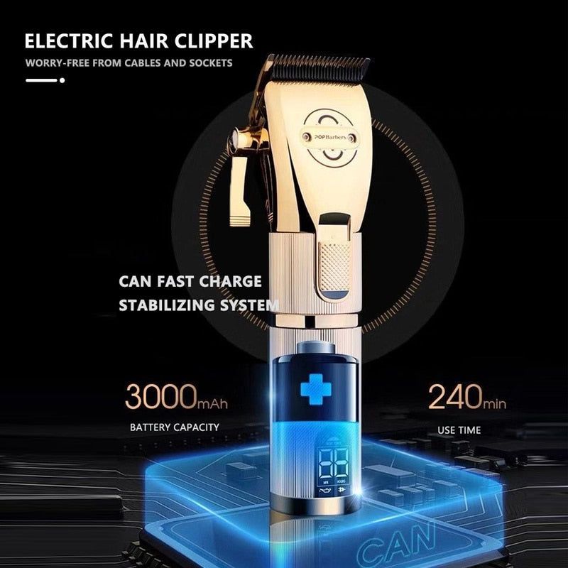Professional Clippers Men Hair Trimmer Carving Cutting Golden Shaver Cordless Machine Electric Clipper Barber Shop Accessories - HAB