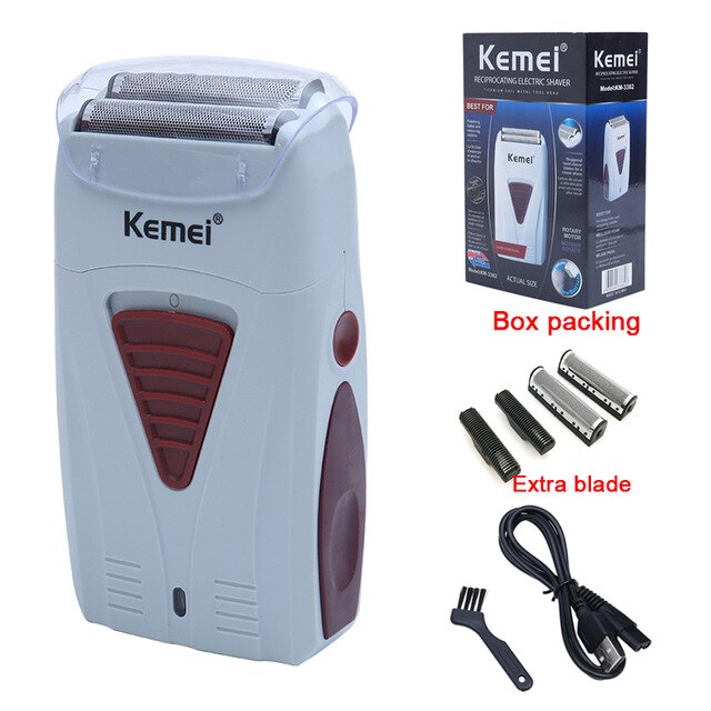 Kemei Men's Professional Hair Clipper Double Blade Reciprocating Floating Hair Razor Bareheaded Trimmer Electric Shaver for Men - HAB