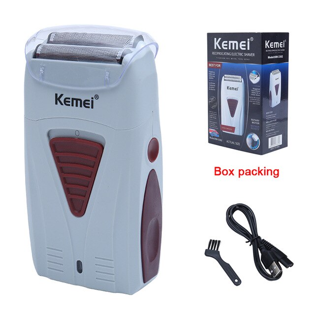 Kemei Men's Professional Hair Clipper Double Blade Reciprocating Floating Hair Razor Bareheaded Trimmer Electric Shaver for Men - HAB