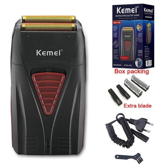 Kemei Men's Professional Hair Clipper Double Blade Reciprocating Floating Hair Razor Bareheaded Trimmer Electric Shaver for Men - HAB