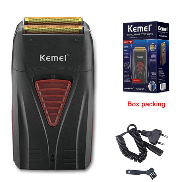 Kemei Men's Professional Hair Clipper Double Blade Reciprocating Floating Hair Razor Bareheaded Trimmer Electric Shaver for Men - HAB