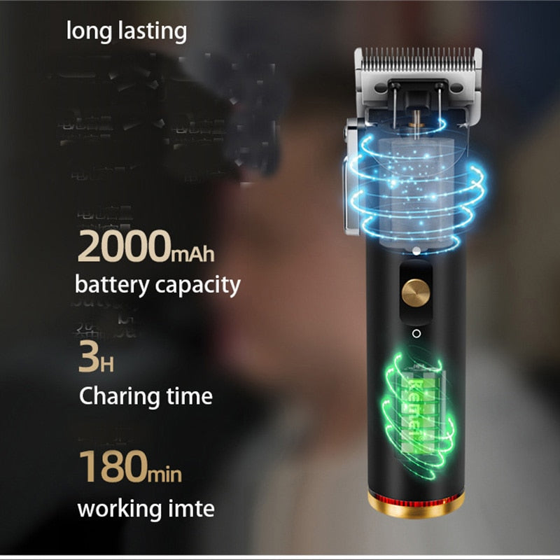 Kemei KM-1892 Cordless Professional Fade Hair Clipper for Barbershop Electric Trimmer Mower Hollow Blade 2000mAh Li-on Battery - HAB