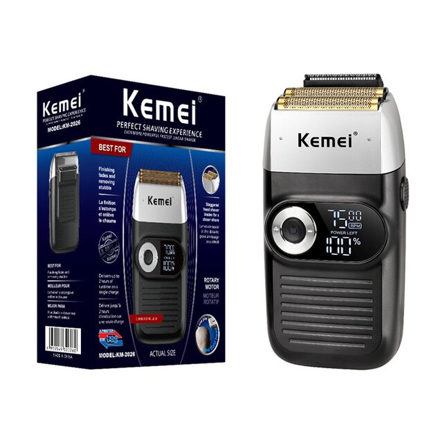 Kemei Professional Electric Hair Clipper Rechargable Hair Trimmer LCD Display Charge 2 Hours Hair Cutting Machine Bald Artifact - HAB