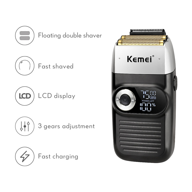 Kemei Professional Electric Hair Clipper Rechargable Hair Trimmer LCD Display Charge 2 Hours Hair Cutting Machine Bald Artifact - HAB