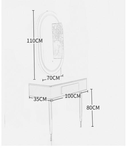Barber shop mirror table hairdressing mirror hair salon special hair cutting mirror with lamp marble mirror table - HAB