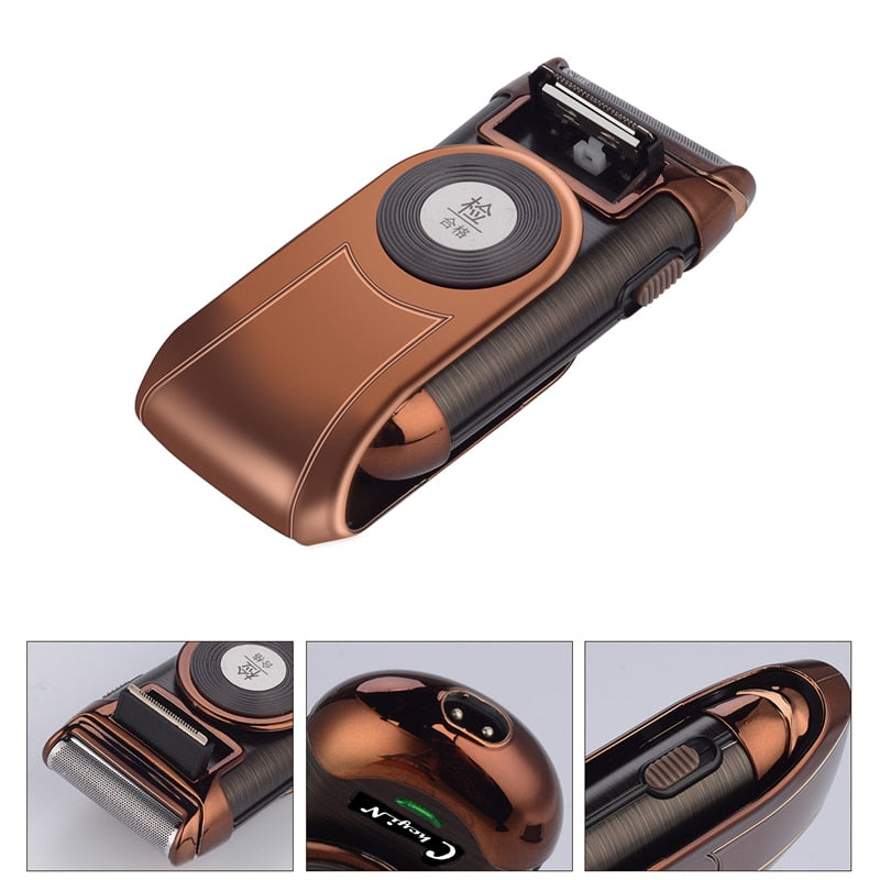 Portable Charge Electric Shaver Men Reciprocating Beard Trimmer 3D Floating Single Blade Razor Sideburns Trimmer + Spare Blade - HAB