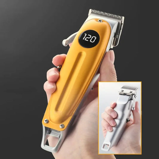 KM-1955 Metal Body Professional Hair Trimmer With LCD And Magnetic Limit Comb Electric Hair Clipper Adjustable Cutter Head Mower - HAB