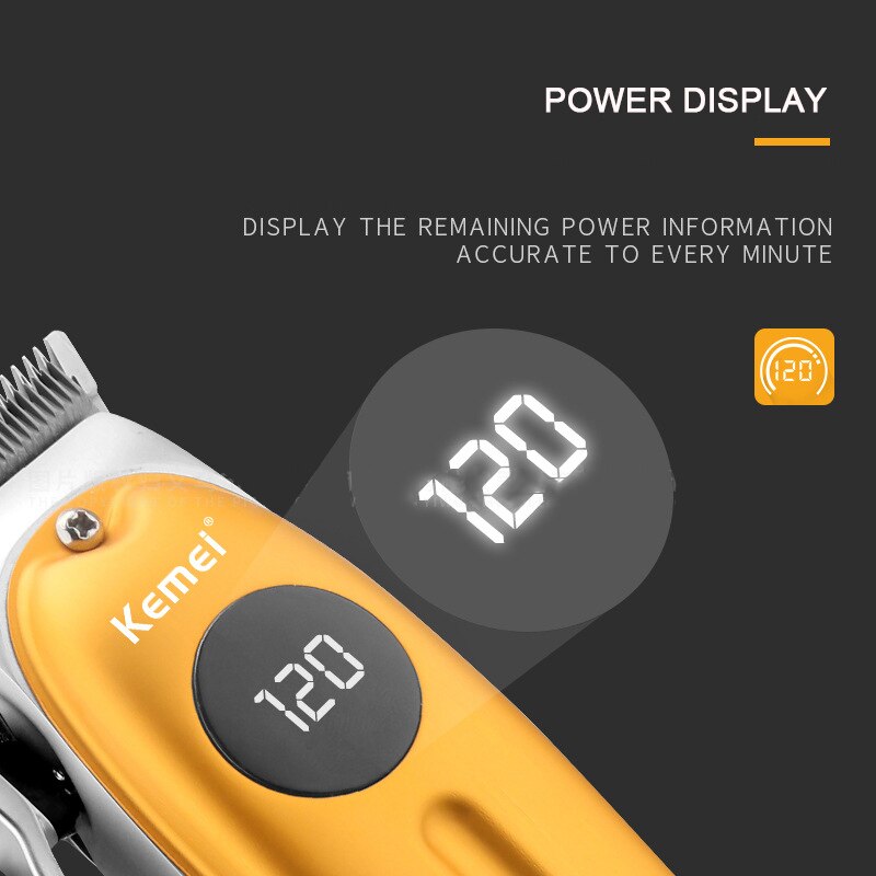 KM-1955 Metal Body Professional Hair Trimmer With LCD And Magnetic Limit Comb Electric Hair Clipper Adjustable Cutter Head Mower - HAB