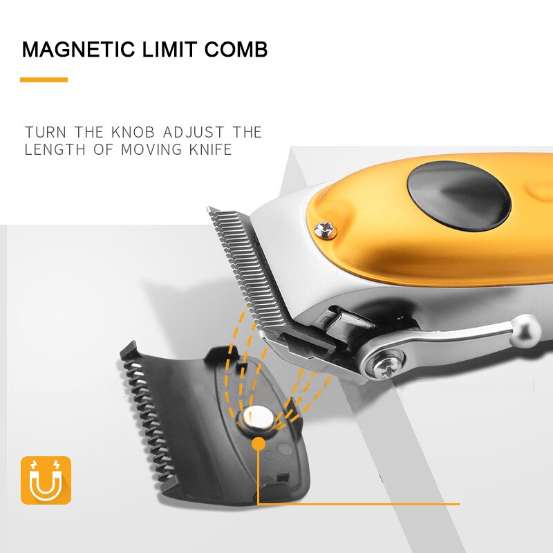 KM-1955 Metal Body Professional Hair Trimmer With LCD And Magnetic Limit Comb Electric Hair Clipper Adjustable Cutter Head Mower - HAB