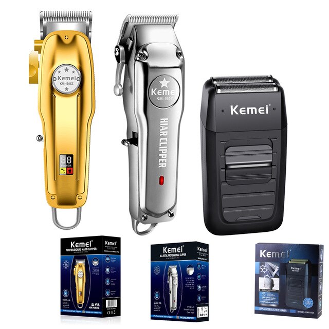 Kemei Men Professional All Metal Hair Clipper Barber Haircut Kits Combos 0mm Hair Trimmer KM-1997 KM-1949 KM-1102 KM-1986 - HAB