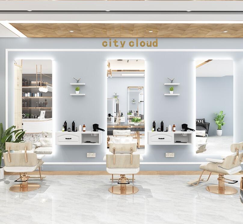 Hairdressing wall mirror barber shop table cabinet integrated beauty mirror LED floor mirror - HAB