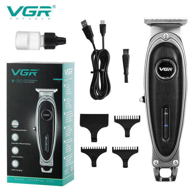 VGR 262 Hair Clipper Professional New Retro Rechargeable Personal Care Clippers Leather Portable Barber Trimmer For Men VGR V262 - HAB