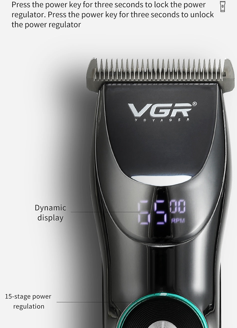VGR 256 Hair Clipper Professional Personal Care Digital Display Variable Speed Trimmer For Men Barber Clippers V256 - HAB