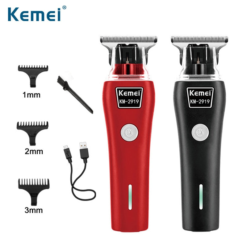 Kemei 2021 New Professional Cordless Hair Clipper T-Outliner Trimmer Shaver Cutting Machine Carbon Steel Blade Hair Clippers - HAB
