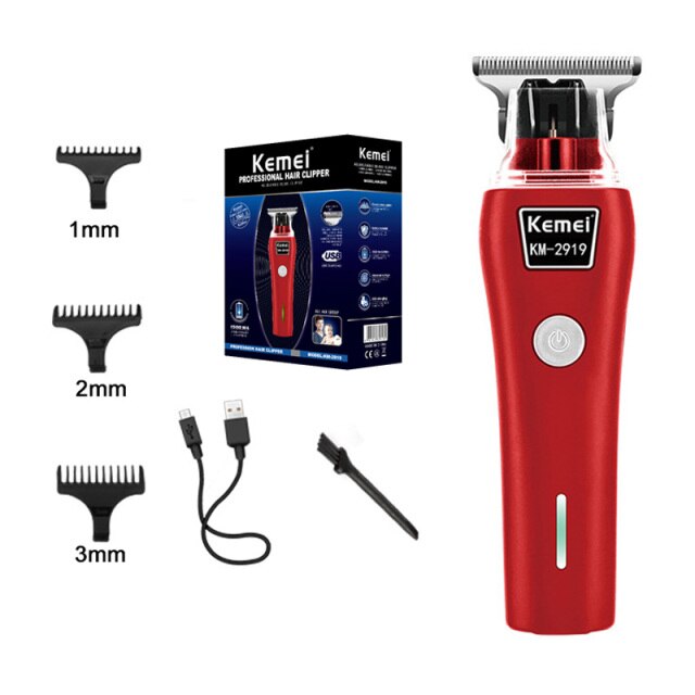 Kemei 2021 New Professional Cordless Hair Clipper T-Outliner Trimmer Shaver Cutting Machine Carbon Steel Blade Hair Clippers - HAB
