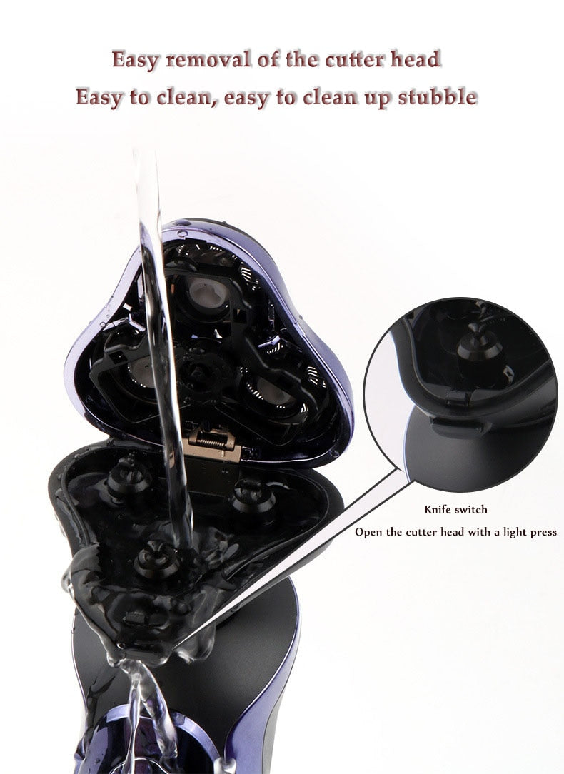 Wet Dry Electric Shaver for Men Beard Nose Sideburns Hair Trimmer Electric Razor Rechargeable Shaving Machine LCD Display Kit - HAB