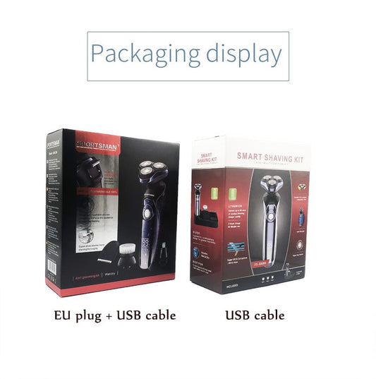 Wet Dry Electric Shaver for Men Beard Nose Sideburns Hair Trimmer Electric Razor Rechargeable Shaving Machine LCD Display Kit - HAB