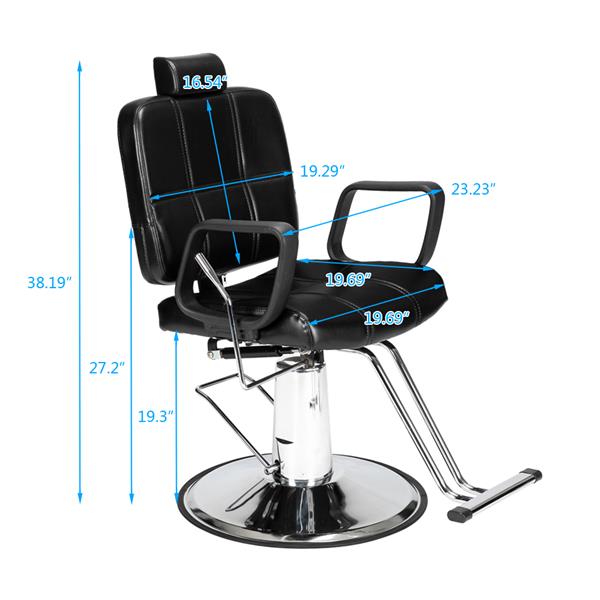 In Stock Barber Chair Reclining Haircut Lady Chair Hairdressing Chair Black US Warehouse - HAB