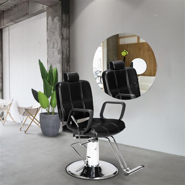 In Stock Barber Chair Reclining Haircut Lady Chair Hairdressing Chair Black US Warehouse - HAB