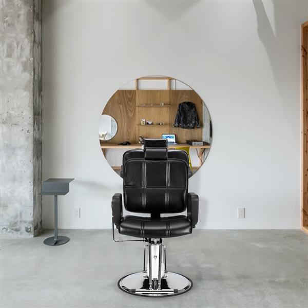 In Stock Barber Chair Reclining Haircut Lady Chair Hairdressing Chair Black US Warehouse - HAB