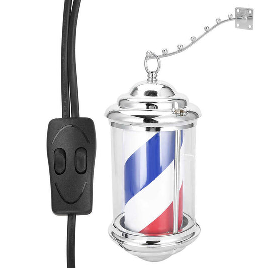 28cm Rainproof LED Barber Shop Pole Sign Hair Salon Wall-Mounted Bright Rotating Light Waterproof Salon Shop Poles Lamps - HAB