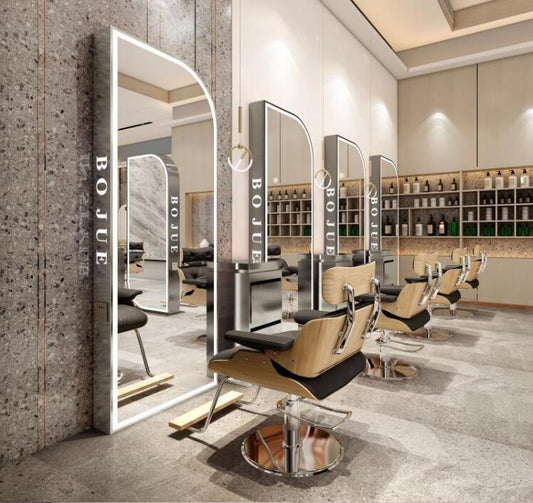 New single and double-sided barber shop mirror salon special simple modern hair-cutting mirror landing full-body mirror - HAB