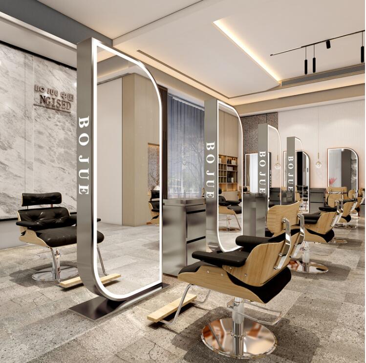 New single and double-sided barber shop mirror salon special simple modern hair-cutting mirror landing full-body mirror - HAB