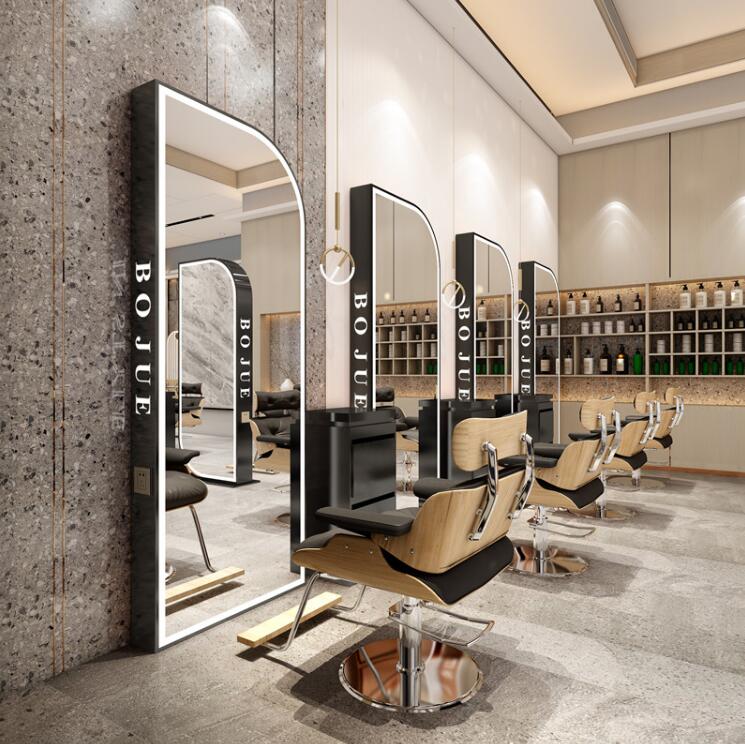 New single and double-sided barber shop mirror salon special simple modern hair-cutting mirror landing full-body mirror - HAB