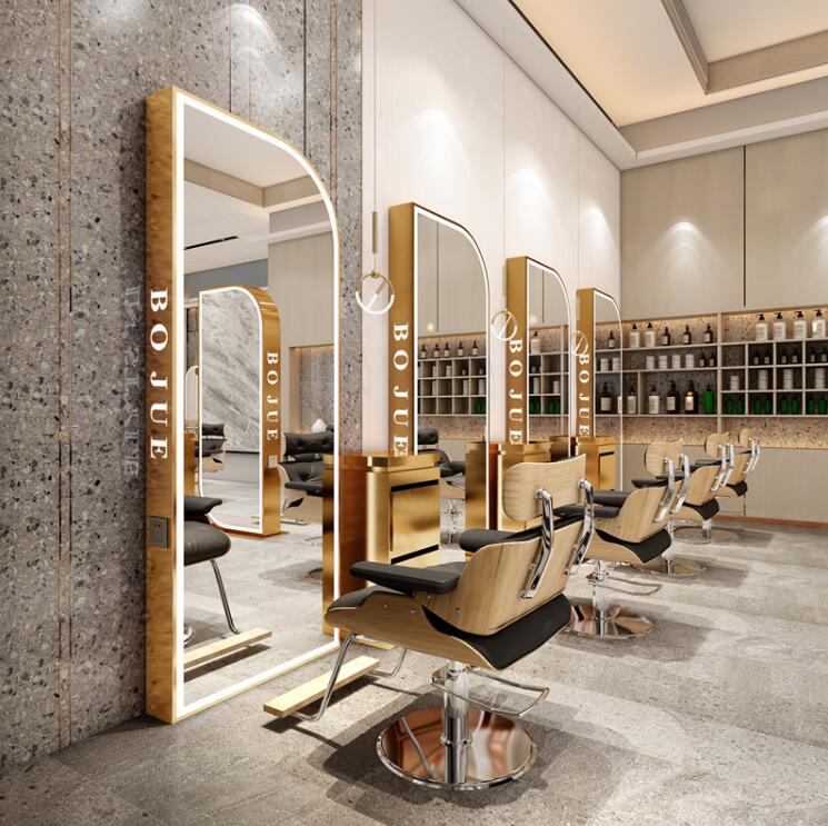 New single and double-sided barber shop mirror salon special simple modern hair-cutting mirror landing full-body mirror - HAB