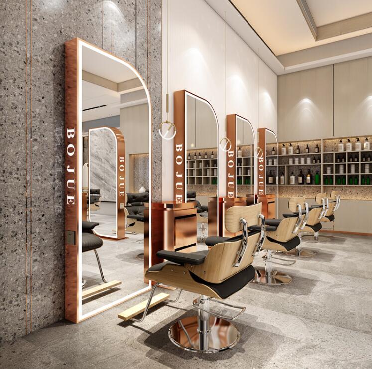 New single and double-sided barber shop mirror salon special simple modern hair-cutting mirror landing full-body mirror - HAB
