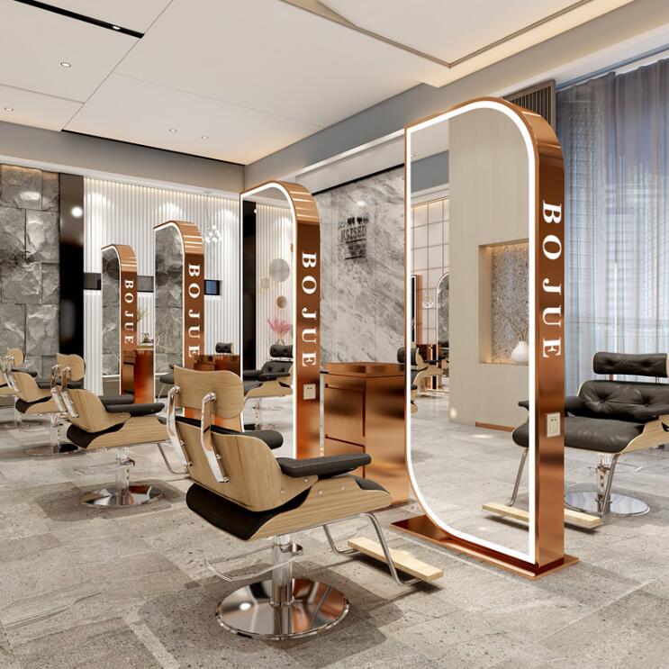 New single and double-sided barber shop mirror salon special simple modern hair-cutting mirror landing full-body mirror - HAB
