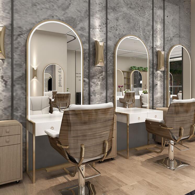 New single and double-sided barber shop mirror salon special simple modern hair-cutting mirror landing full-body mirror - HAB