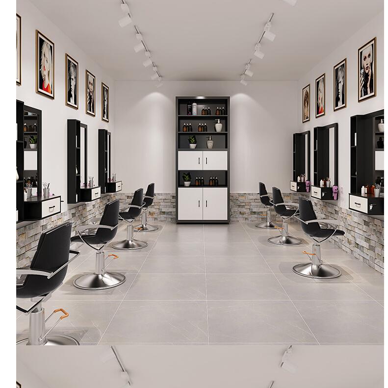 Hairdresser mirror hair salon mirror table cabinet countertop integrated wall-mounted barber shop hairdressing mirror table wall - HAB