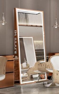 Online celebrity barber shop special mirror dyeing floor mirror hair salon stainless steel hairdressing shop mirror double-sided - HAB