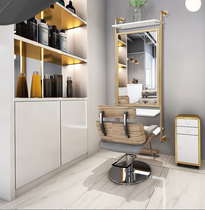 Nordic wind net red barber shop mirror table simple modern beauty salon mirror hair salon special one-sided hairdressing mirror - HAB