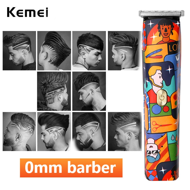 Kemei T-Outliner Cordless Fashion Graffiti Trimmer Men Zero Gapped Professional Hair Clipper Scrawl Finish Hair Cutting Machine - HAB