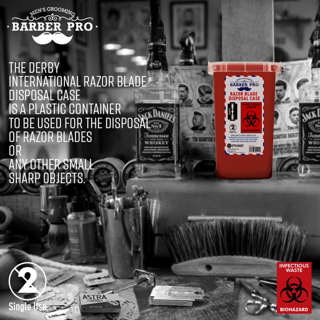 Barber Shop Accessories Shaving Factory Razor Blade Disposal Case Trash Can - HAB