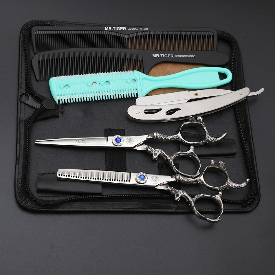 Sharp Blade Hair Scissors Professional Barber Scissors Hairdressing Shears Salon Cutting Scissor With Razor Set Makas 5.5 6.0 - HAB