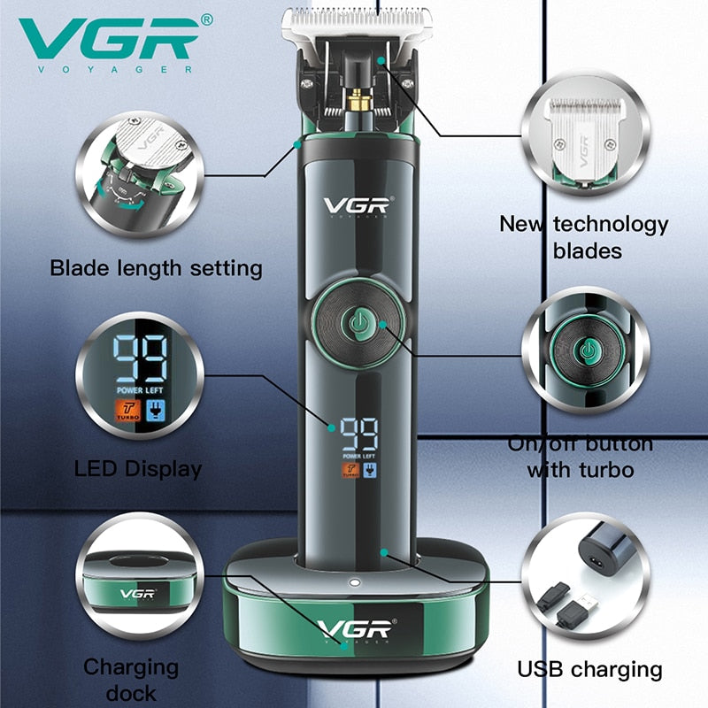 Professional Cordless 2 Speed Blade Adjustable Hair Trimmer For Men Beard Hair Clipper Electric Hair Cutting Machine Barber Kit - HAB