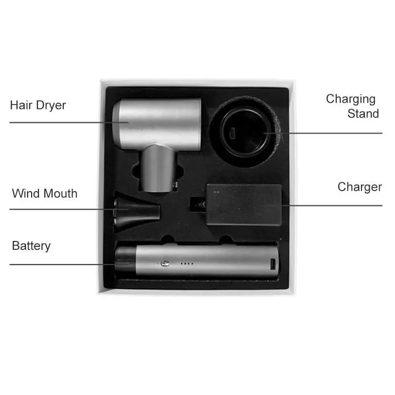 Professional Portable Wireless Hair Dryer Smart Cordless Hot and Cold Air Mode USB Rechargeable UMAY Hair Drier Blower Salon - HAB